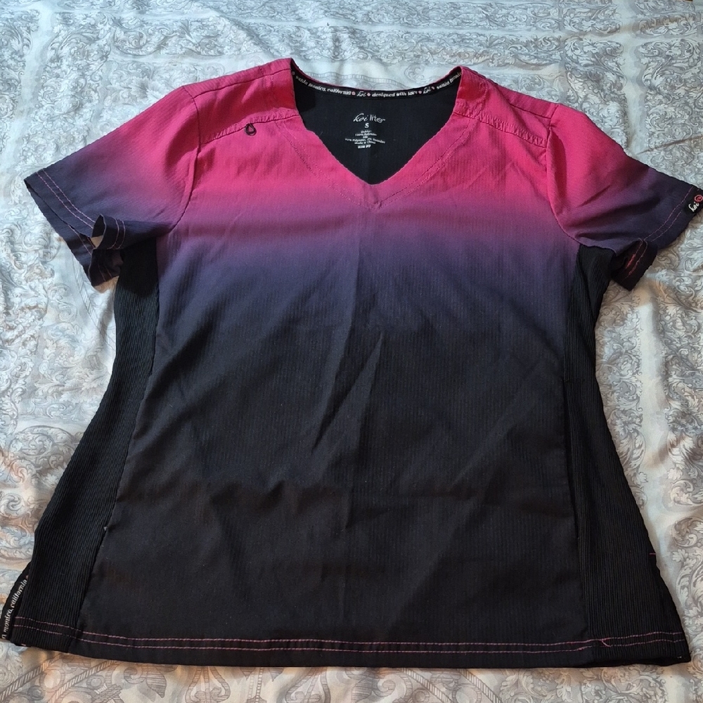 Cherokee Pink and Black Ombre Short Sleeve Top